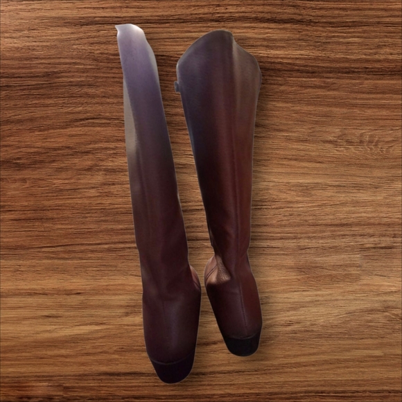 Luftpolster Brown Leather Mid-calf Fur Lined Zipper Boots Women Size 8.5 - Picture 4 of 15